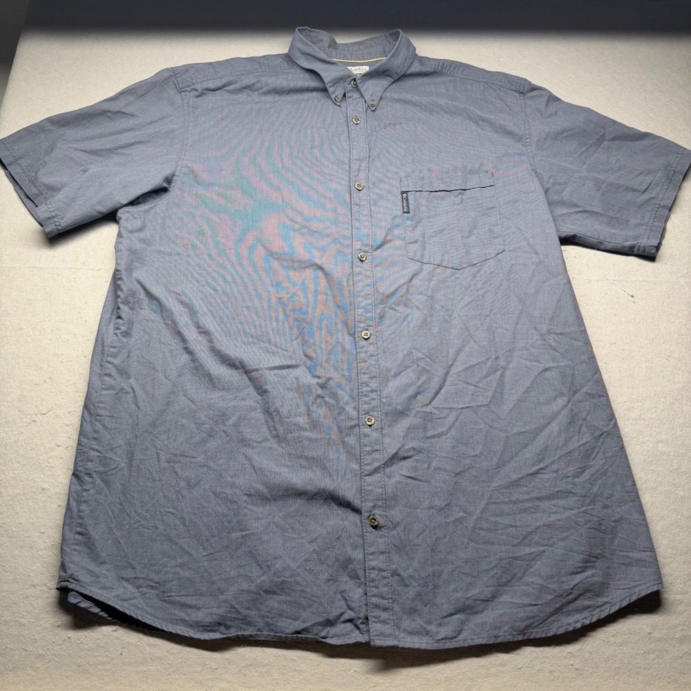 Columbia Shirt Mens 3XT Blue Short Sleeve Button Down Casual Outdoor Pocket